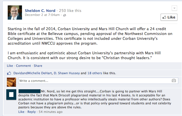 Sheldon Nord, Mark Driscoll, Mars Hill, Corban University