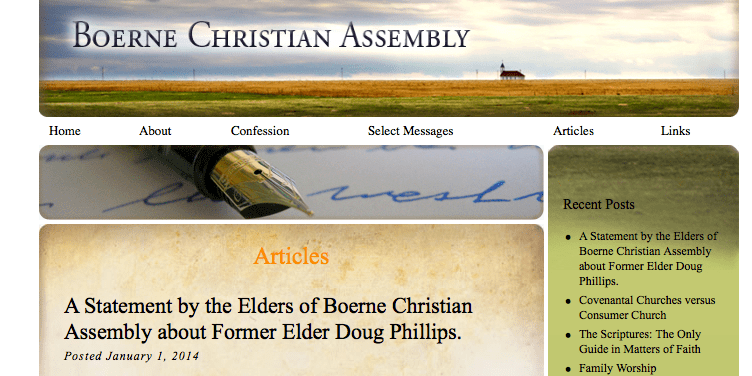 Doug Phillips, Boerne Christian Assembly, Vision Forum, Resignation, Repentance