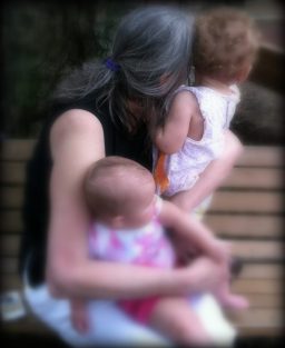 Billie snuggling her youngest two "grandies."