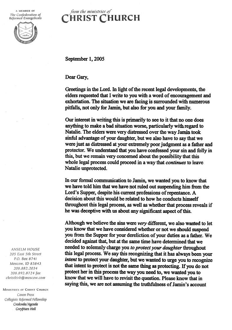 Natalie Doug Wilson letter 1