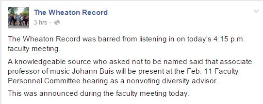 Wheaton College, The Wheaton Record, Dr. Hawkins