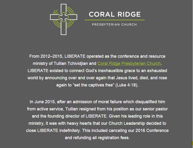 Coral Ridge Presbyterian Church, Liberate Network, Tullian Tchividjian, Spiritual Sounding Board, Clergy Sex Abuse