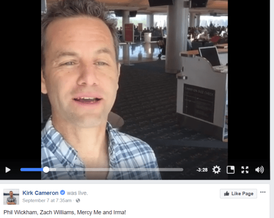 Kirk Cameron, fear mongering, spiritual abuse, Hurricane Irma